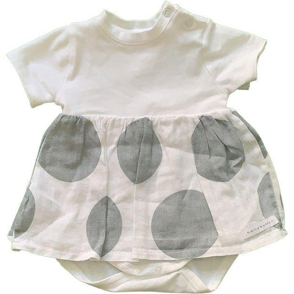 Bodykleid kurz mit großen grauen Punkten - Emily's Wunderlädchen Baby- und Kindersecondhand