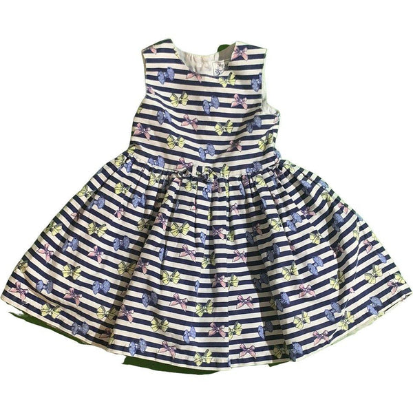 Festliches Kleidchen mit bunten Schleifchen gestreift - Emily's Wunderlädchen Baby- und Kindersecondhand