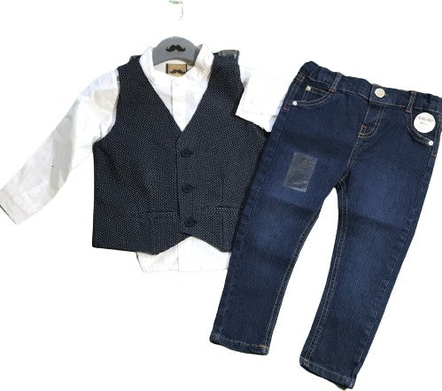 NEU 3er Set Weste, Hemd & Jeans festlich