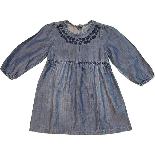Jeanskleid mit Blumenstickerei - Emily's Wunderlädchen Baby- und Kindersecondhand