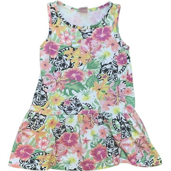Kleid mit Katzen- und Blumenprint - Emily's Wunderlädchen Baby- und Kindersecondhand