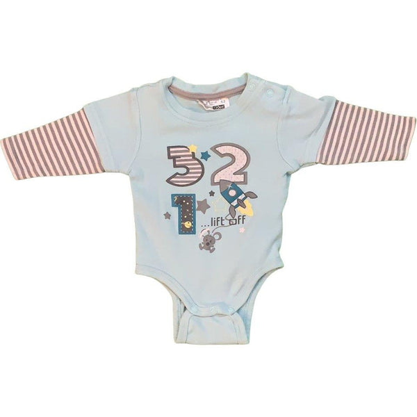Langarmbody 123 türkis - Emily's Wunderlädchen Baby- und Kindersecondhand